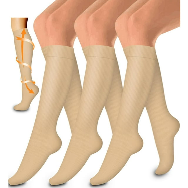 3 Pairs Copper Compression Socks for Women & Men Circulation 1520 mmhg