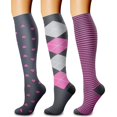 thumbnail image 1 of 3 Pairs Copper Compression Socks for Women & Men Circulation 15-20 mmhg - Better Blood Flow, Swelling, Best Support for Medical, Running, Nursing, 1 of 6
