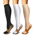 thumbnail image 1 of 3 Pairs Copper Compression Socks for Women & Men Circulation 15-20 mmhg - Better Blood Flow, Swelling, Best Support for Medical, Running, Nursing, 1 of 7
