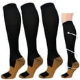 thumbnail image 1 of 3 Pairs Copper Compression Socks for Women & Men Circulation 15-33 mmhg - Better Blood Flow, Swelling, Best Support for Medical, Running, Nursing, 1 of 1