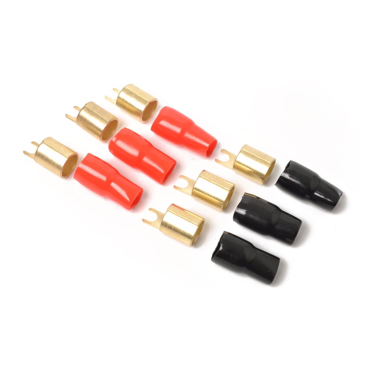 3 Pairs Copper Gold Plated 0 Gauge Spade Terminal Crimp Connectors