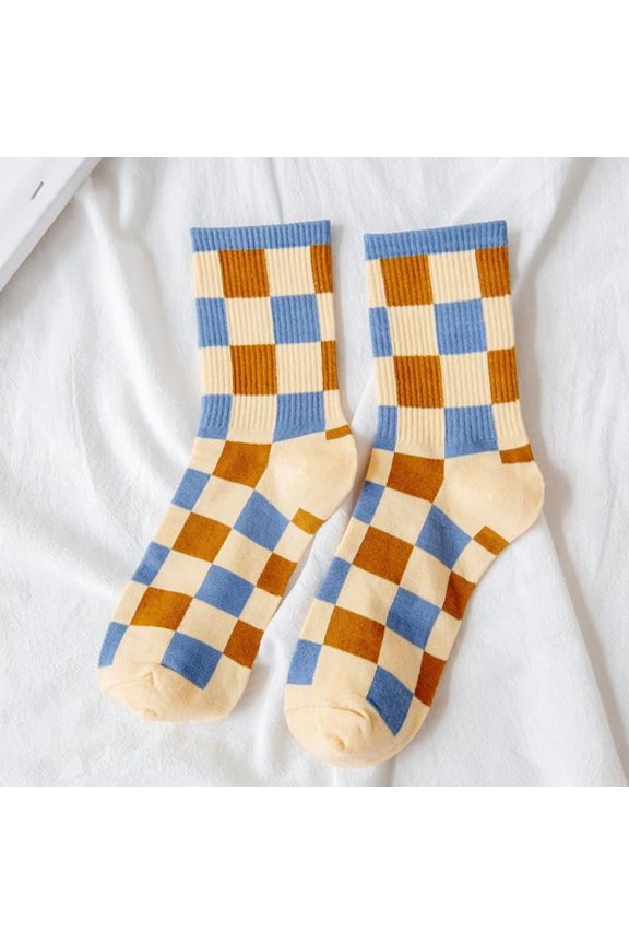 3 Pairs Cotton Knitting Socks Crew Socks Winter Warm Thermal Socks Tartan 270x115x6mm Making DIY