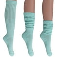 thumbnail image 1 of 3 Pairs Cotton Slouch Cotton Socks Extra Heavy and Extra Long Shoe Size 5-10 (Mint), 1 of 12