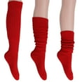 thumbnail image 1 of 3 Pairs Cotton Slouch Cotton Socks Extra Heavy and Extra Long Shoe Size 5-10 (Red), 1 of 13