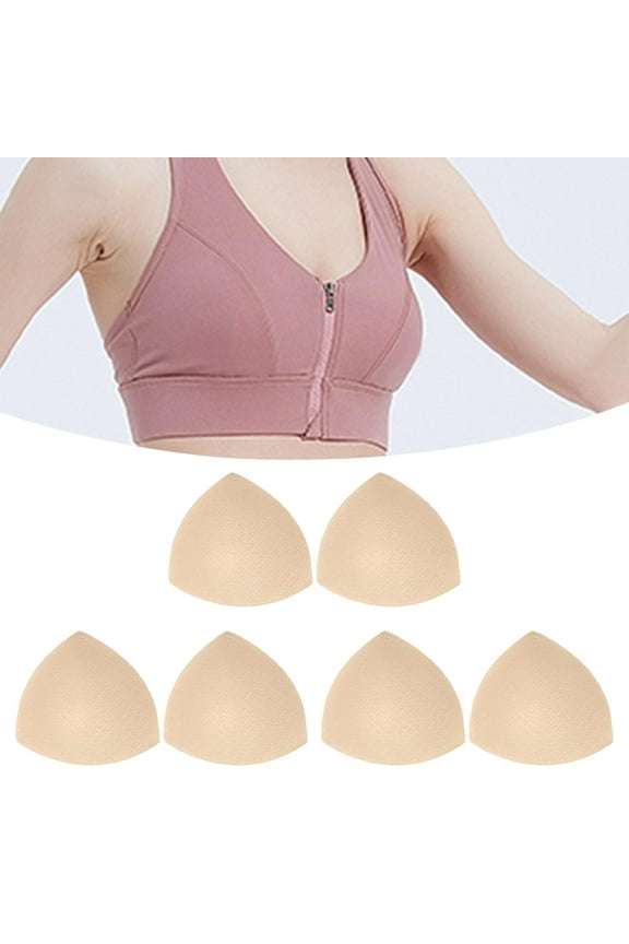 3 Pairs Cups Bra Inserts, Thin Push up, Refreshing Reusable, Removable Washable Skin Color