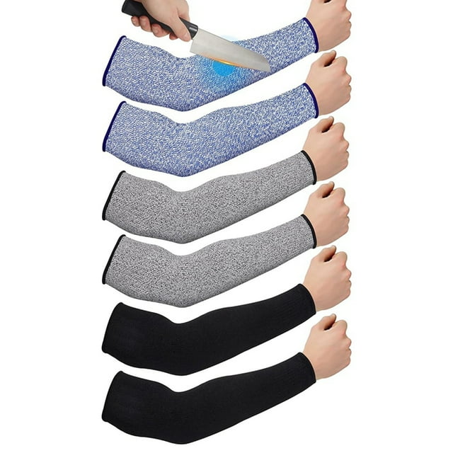 3 Pairs Cut Arm Sleeves Level 5 Arm Guard Protectors for Thin Skin and