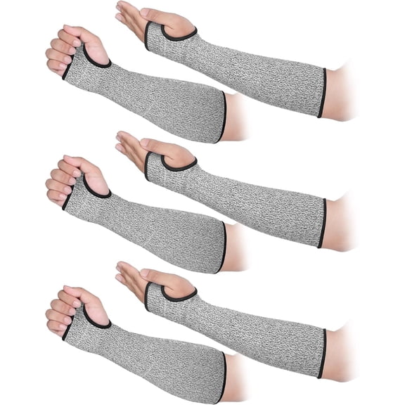 3 Pairs Cut Resistant Sleeves with Thumb Hole Protective Arm Sleeves Protective Forearm Guard Arm Protectors