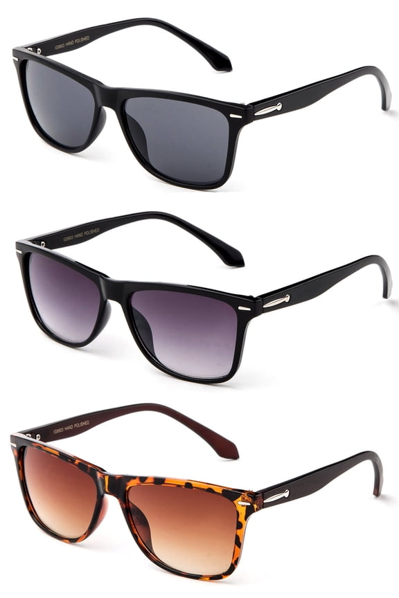 3 Pairs Designer Inspired Retro Fashion Sunglasses Lightweigh Frame Simple Classic style for Men