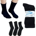 thumbnail image 1 of 3 Pairs Diabetic Crew Circulation Socks Black Non Binding Loose Fit Men 10-13, 1 of 7