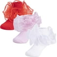 thumbnail image 1 of 3 Pairs Dicry Baby Girls Double Lace Turn Cuff Socks with Big Ruffle for Infant Toddlers and Kids, 1 of 6