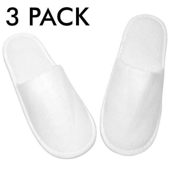 3 Pairs Disposable Slippers, Closed Toe Spa Slippers White Non-Slip for Hotel, Travel, Guest, Home - Fits Up to US Men Size 13 (Large)