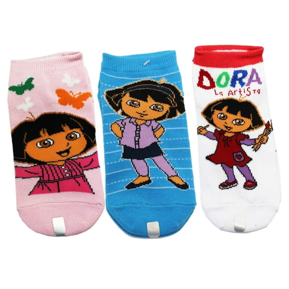 3 Pairs Dora the Explorer Socks- Kids Sock Set( Size 4-6)