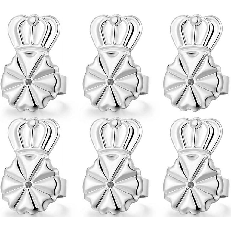 3 Pairs Earring Backs Lifters,925 Sterling Silver Earring Backs For Droopy  Ears,Adjustable Hypoallergenic Earring Backs For Heavy Earring (silver) 