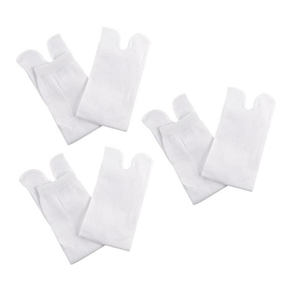 3 Pairs Elastic Cotton Socks 2 Toe Socks Flip-Flops Socks for Men Women - White, 28.5 x 8.5CM