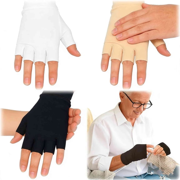 3 Pairs Elderly Skin Thin Protector Gloves, Comfortable Tone Fingerless Gloves Bruise Abrasions Protective Covering Men Women(Medium, Multicolor)