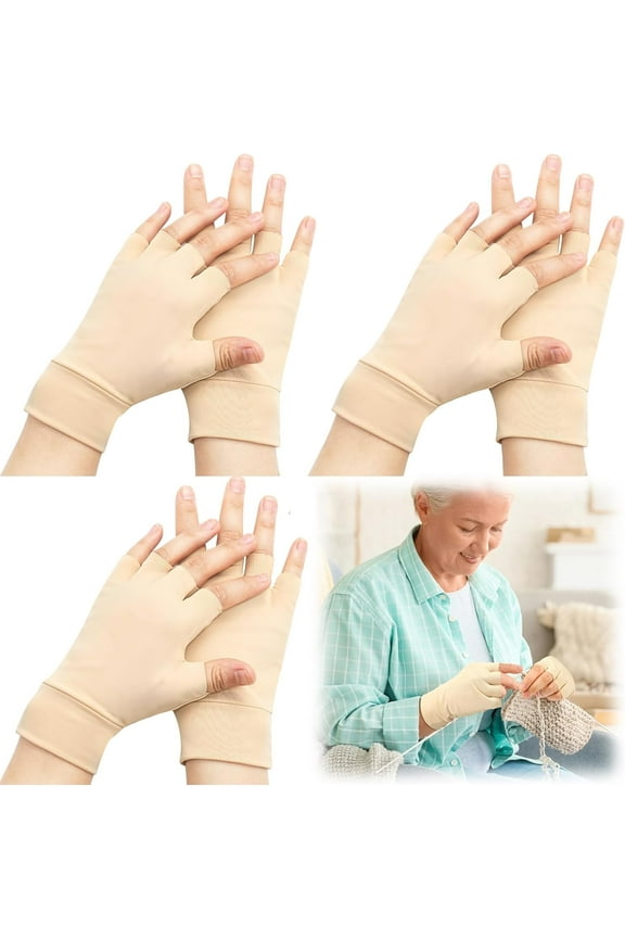 3 Pairs Elderly Skin Thin Protector Gloves Tone Fingerless Gloves Bruise Abrasion Protective to Cover Bruising