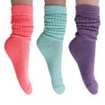 thumbnail image 1 of 3 Pairs Extra Heavy Cotton Slouch Socks Shoe Size 5 to 10 (Neon Pink-Mint-Purple), 1 of 7