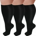 (3 Pairs) Extra Wide Calf Compression Socks for Women & Men, Plus Size
