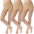 thumbnail image 1 of (3 Pairs) Extra Wide Womens Open Toe Support Tights 20-30mmHg - Beige, 7XL, 1 of 10