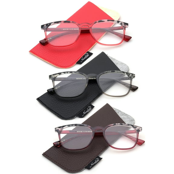 3 Pairs Fashion Women Reading Glasses 1.75 Two Tones Plastic Frame Reader