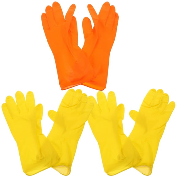 Reusable Latex Cleaning Gloves for Kids Gardening Assorted Color 3 Pairs Long Cuffs