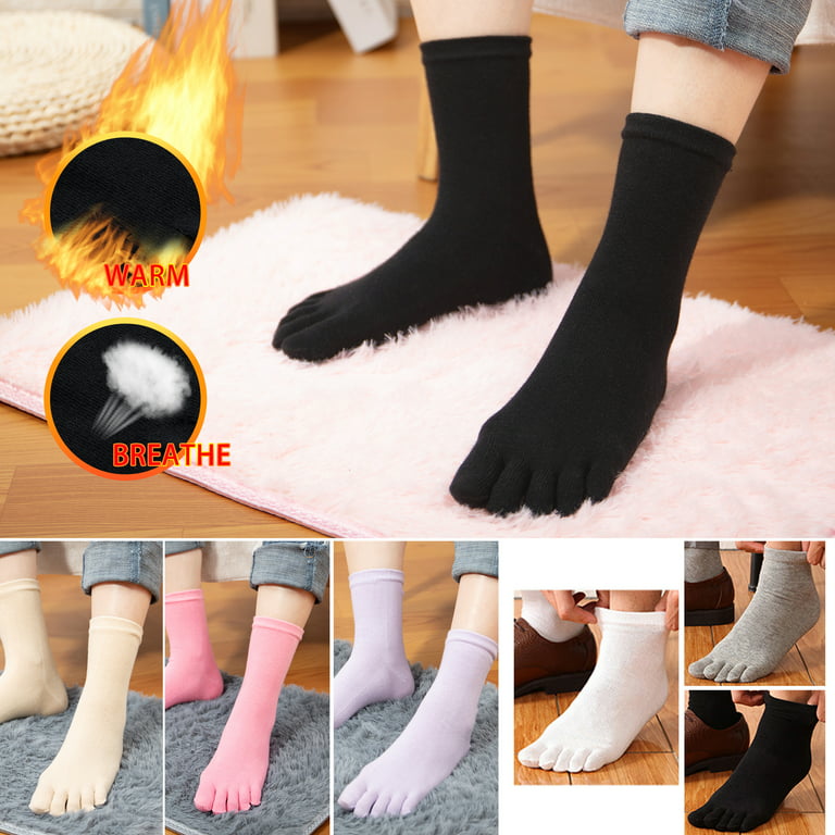 3 Pairs Finger Toe Socks for Women Men Workout Sock Cotton Non Slip Sports  Running Five Finger Toe Socks, Gray 