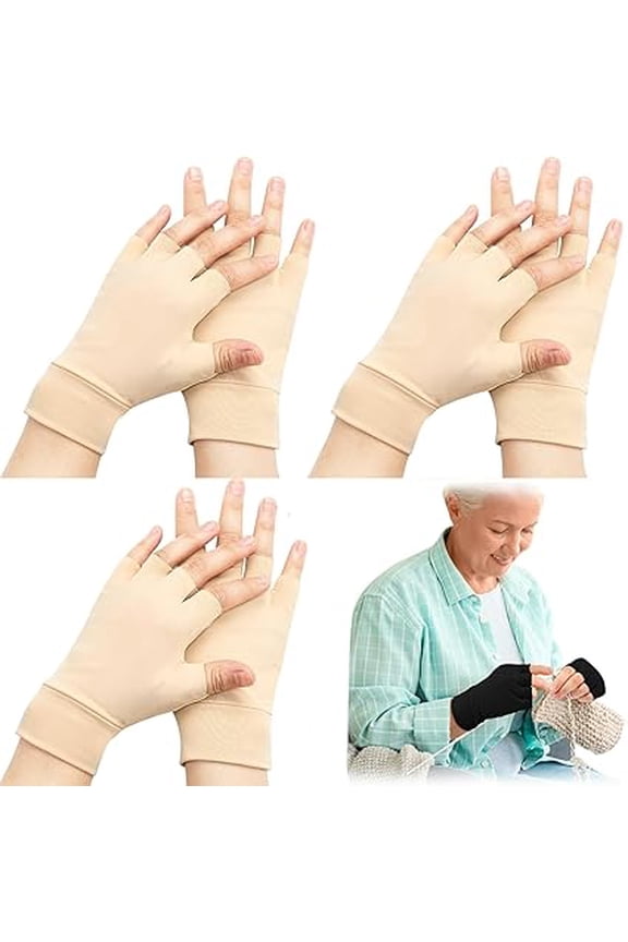 3 Pairs Fingerless Elderly Thin Skin Protector Gloves Protective Arm Wrist Coverage Medium