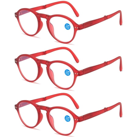3 Pairs Folding Reading Glasses Blue Light Blocking Pocket Readers With Box