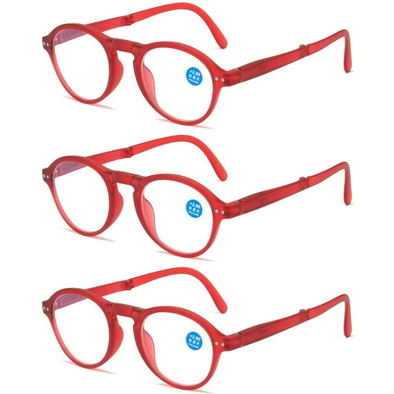 3 Pairs Folding Reading Glasses Blue Light Blocking Pocket Readers With Box