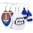 thumbnail image 1 of 3 Pairs Football Leather Earrings Layered Glitter Dangle Earrings Tassel Dangle Earrings Set Game Day Sports Lover Jewelry Gifts, 1 of 6