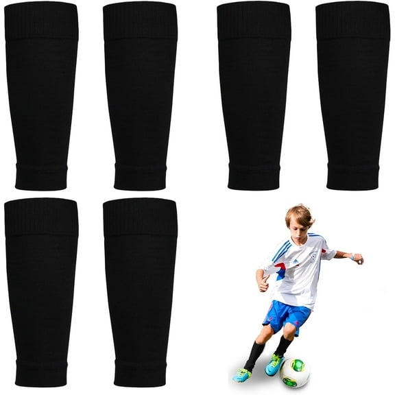 3 Pairs Football Sock Sleeves,Black Elastic Shin Pad Socks for Football Games Beginner,Pre Cut Football Socks Fit Over Shin Pads,Sock Sleeve Football(Black)