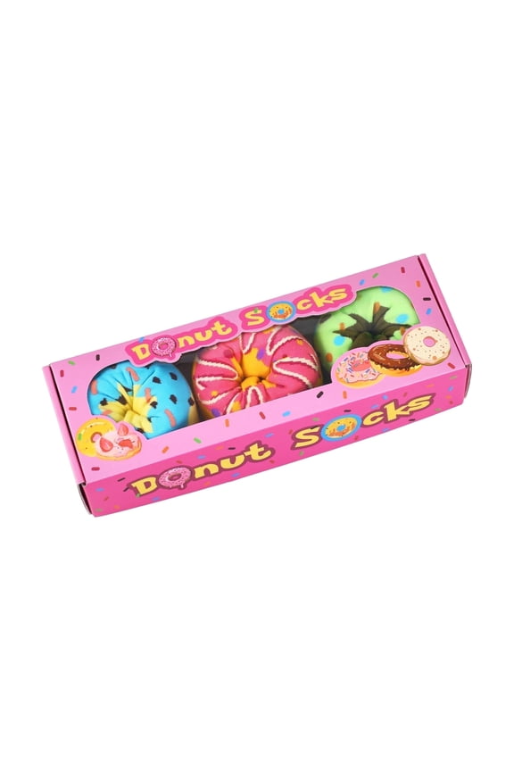 Funny Donut Socks Box for Women Girls Teens - Fun Novelty Cute Funky Cotton Socks Birthday Valentine Christmas Gifts,3 Pairs