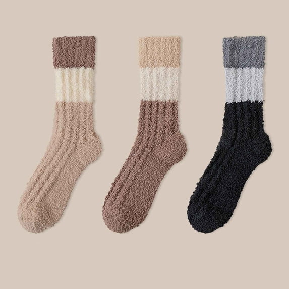 3 Pairs Fuzzy Socks Womens Cozy Soft Socks Fluffy Cute Winter Warm Slipper Floor Socks Thicken Coral Velvet Christmas Stocking
