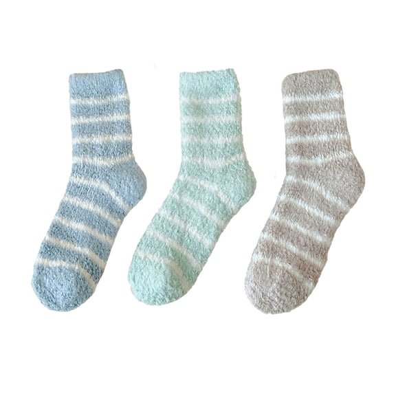 3 Pairs Fuzzy Socks for Women, Soft Comfy Cozy Fluffy Thick Winter Warm Coral Fleece，Style 1