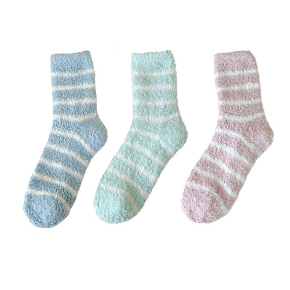 3 Pairs Fuzzy Socks for Women, Soft Comfy Cozy Fluffy Thick Winter Warm Coral Fleece,Style 3