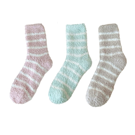 3 Pairs Fuzzy Socks for Women, Soft Comfy Cozy Fluffy Thick Winter Warm Coral Fleece，Style 5