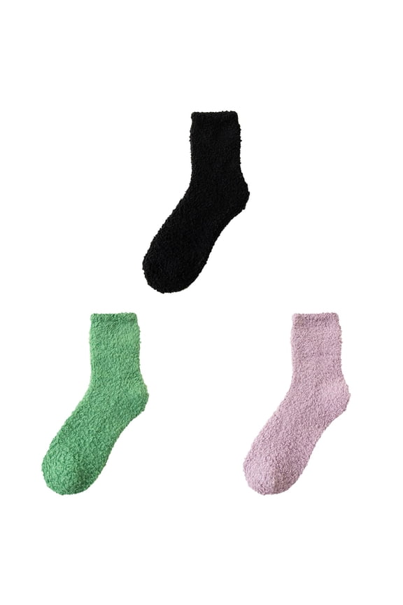 3 Pairs Fuzzy Socks for Women Soft Slipper Socks Coral Socks Casual Winter Warm Fluffy Crew Socks