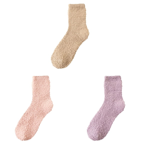 3 Pairs Fuzzy Socks for Women Soft Slipper Socks Coral Socks Casual Winter Warm Fluffy Crew Socks