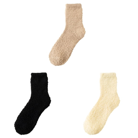 3 Pairs Fuzzy Socks for Women Soft Slipper Socks Coral Socks Casual Winter Warm Fluffy Crew Socks