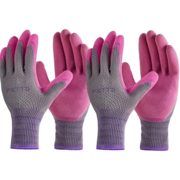 3 Pairs Gardening gloves for women ladies, Garden gloves with rubber coating, Work gloves for Weeding, Digging, Raking, Pruning Flower Rose (Small/7)