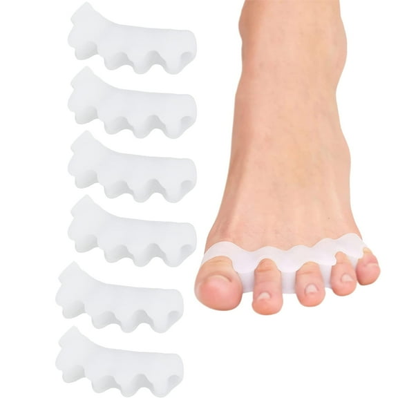 3 Pairs Gel Toe Separators to Correct Bunion, Bunion Corrector for Women Men Toe Spacers Hammer Toe Straightener Big Toe Stretcher (White)