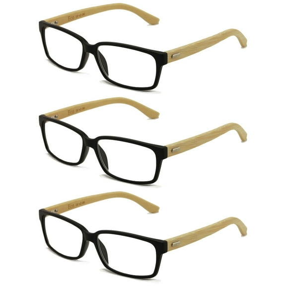 3 Pairs Geniune Bamboo Wood Reading Glasses Readers Unisex 2.50