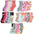 thumbnail image 1 of 3 Pairs Girls Socks Toddler Shoe Size 6-8 Kids Baby Fashion Assorted Crew Cotton, 1 of 2
