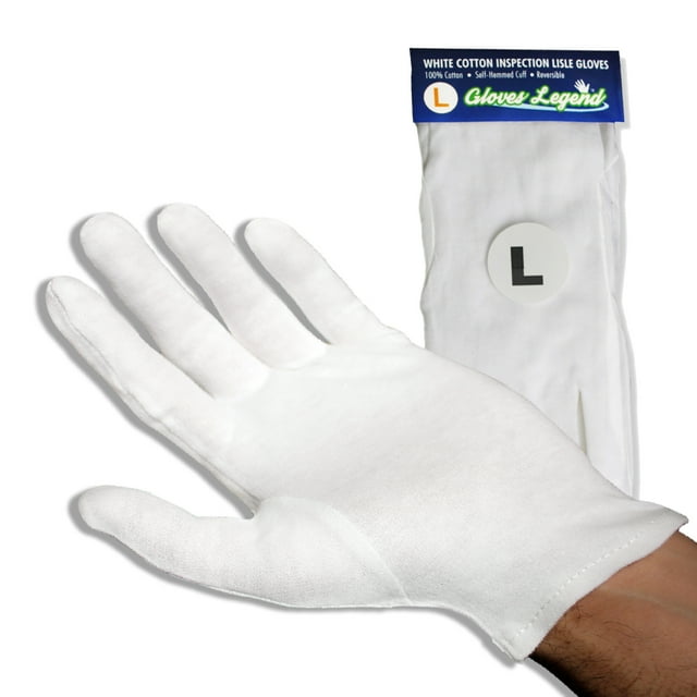 3 Pairs Gloves Legend 100 Cotton White Moisturizing Gloves Large