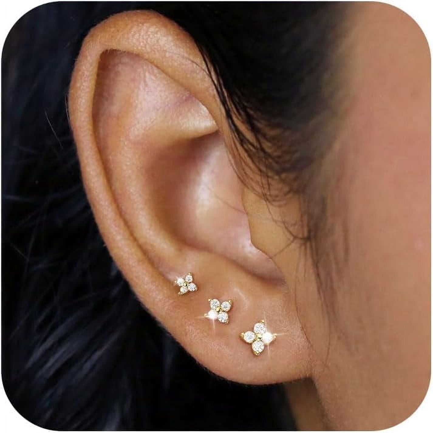 Rhinestone Teardrop Stud Earrings - Hypoallergenic 925 Sterling Silver Post With Cubic Zirconia - View #2