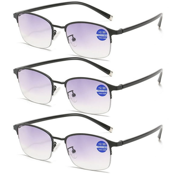 3 Pairs of Gradient Gray BIFOCAL Reading Glasses 2.5 Half Frame Sunglasses Men Women Anti-Blue Light Presbyopia Glasses Outdoor Fishing Flexible Readers +2.50