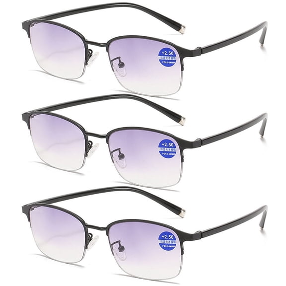 3 Pairs of Gradient Gray BIFOCAL Reading Glasses 3.5 Half Frame Sunglasses Men Women Anti-Blue Light Presbyopia Glasses Outdoor Fishing Flexible Readers +3.50
