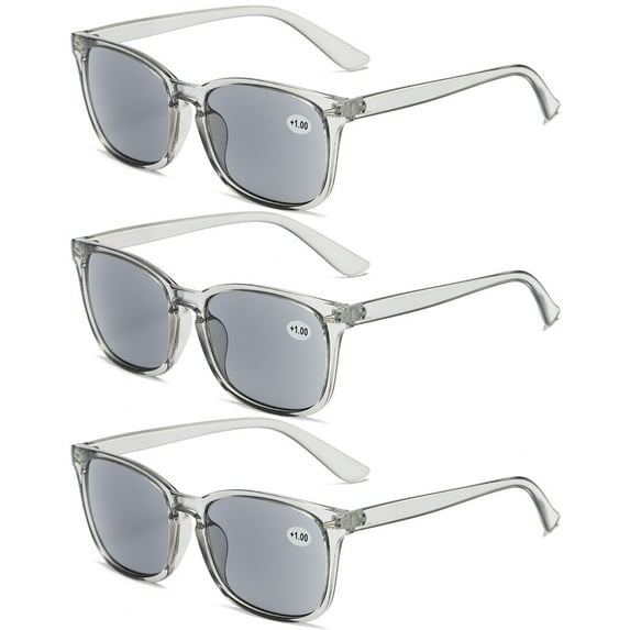 3 Pairs Gray Brown Tinted Presbyopic Glasses Reading Glasses Sunglasses UV Anti-Blue Light Readers