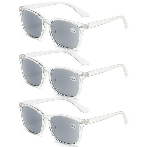 3 Pairs Gray Brown Tinted Presbyopic Glasses Reading Glasses Sunglasses UV Anti-Blue Light Readers