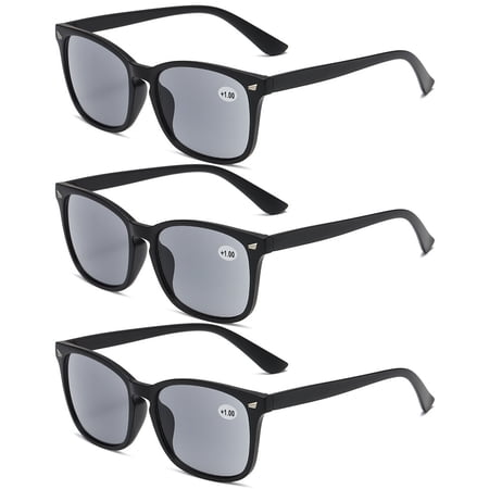 3 Pairs Gray Brown Tinted Presbyopic Glasses Reading Glasses Sunglasses UV Anti-Blue Light Readers